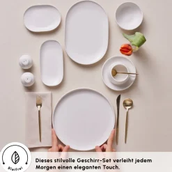 Karaca Stream Bone Meridian 34-teiliges Frühstücksset für 6 Personen – Weiß Weıß01 Online