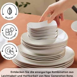 Karaca Stream Bone Middle 53-teiliges Tafelservice für 12 Personen Gold Online