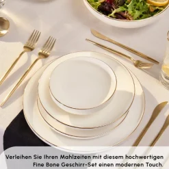 Karaca Stream Bone New Meridian 59-Teiliges 12-Personen Geschirrset Gold Online