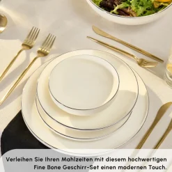 Karaca Stream Bone New Meridian 59-Teiliges 12-Personen Geschirrset Platin Platın Discount