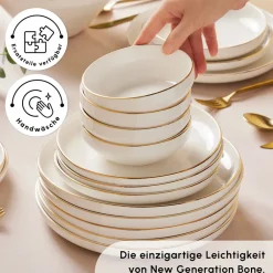 Karaca Stream Bone New Saturn 59-Teiliges 12-Personen Geschirrset Gold Best