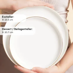 Karaca Stream Bone New Saturn 59-Teiliges 12-Personen Geschirrset Gold Best