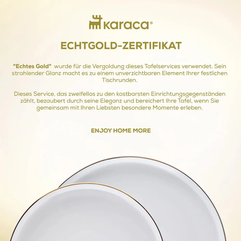 Karaca Stream Bone New Saturn 59-Teiliges 12-Personen Geschirrset Gold Best