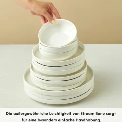 Karaca Stream Bone Sirius 53-Teiliges 12-Personen Tafelservice Weiß