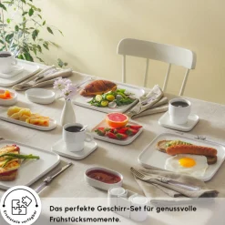 Karaca Stream Pure Cubique 35-Teiliges 6-Personen Frühstücksset Quadrat Weıß01