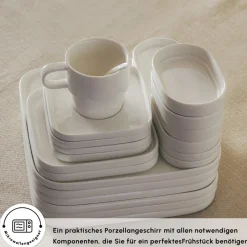Karaca Stream Pure Cubique 35-Teiliges 6-Personen Frühstücksset Quadrat Weıß01
