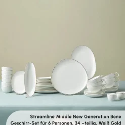 Karaca Stream Pure Middle 34-Teiliges 6-Personen Frühstücksset Gold Discount