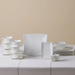Karaca Stream Pure Perfect Weiß 32-Teiliges 6-Personen Frühstücksset Quadrat Weıß01 Clearance