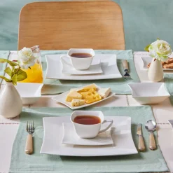Karaca Stream Pure Perfect Weiß 32-Teiliges 6-Personen Frühstücksset Quadrat Weıß01 Clearance