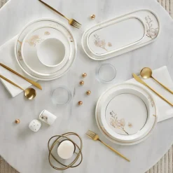 Karaca Streamline Cassini New Generation Bone Dinner Set 59 Teile für 12 Personen Gold Best
