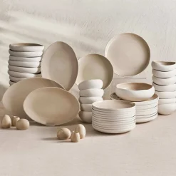 Karaca Streamline Cupid für 12 Personen Geschirr Set, 59 Teilig, Stoneware Creme01 Discount