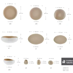 Karaca Streamline Cupid für 12 Personen Geschirr Set, 59 Teilig, Stoneware Creme01 Discount
