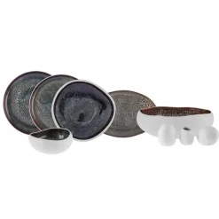 Karaca Streamline Galactic Reactive Geschirrset 59 Teilig für 12 Personen Weıß01 Hot