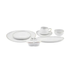 Karaca Streamline Hole 28 Teilig Frühstücksset und Servierschalen für 6 Personen Gold Clearance