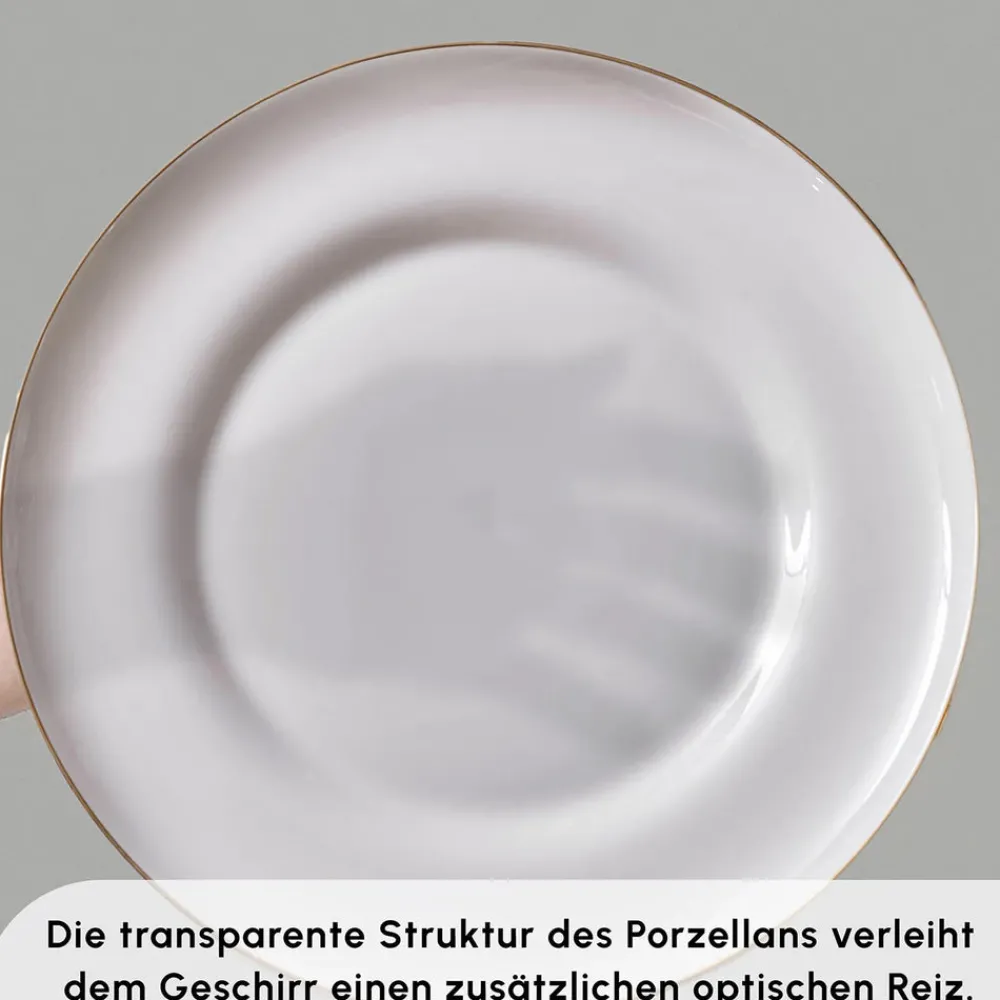Karaca Streamline Nefeli Gold 12 Personen Geschirrset, 56 Teilig Gold Weıß Outlet