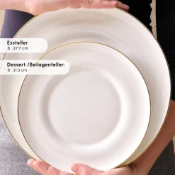 Karaca Streamline Nefeli Gold 12 Personen Geschirrset, 56 Teilig Gold Weıß Outlet