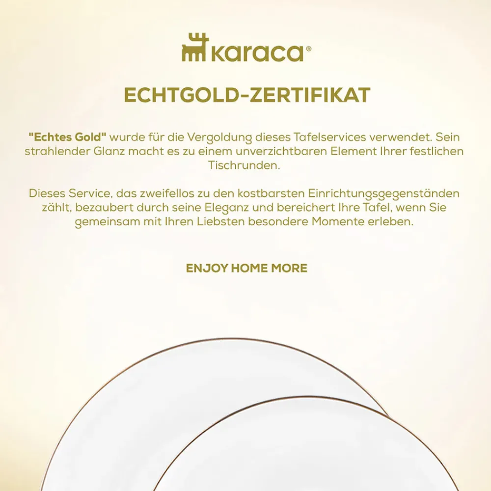 Karaca Streamline Nefeli Gold 12 Personen Geschirrset, 56 Teilig Gold Weıß Outlet