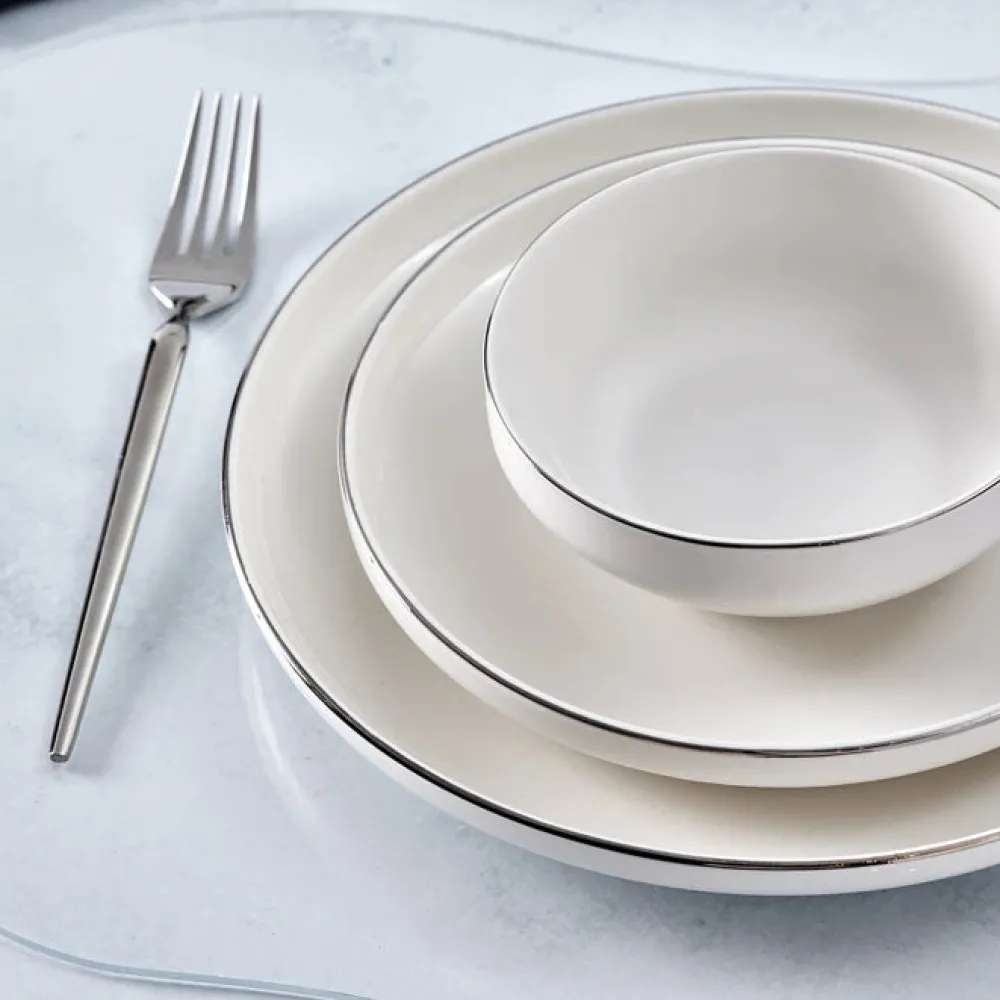 Karaca Streamline New Saturn V2 Platin Geschirrset für 6 Personen, 24-teilig Platın Best