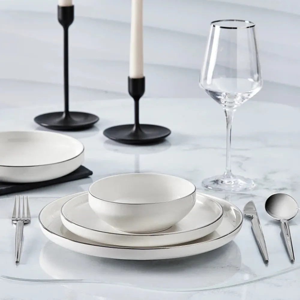 Karaca Streamline New Saturn V2 Platin Geschirrset für 6 Personen, 24-teilig Platın Best
