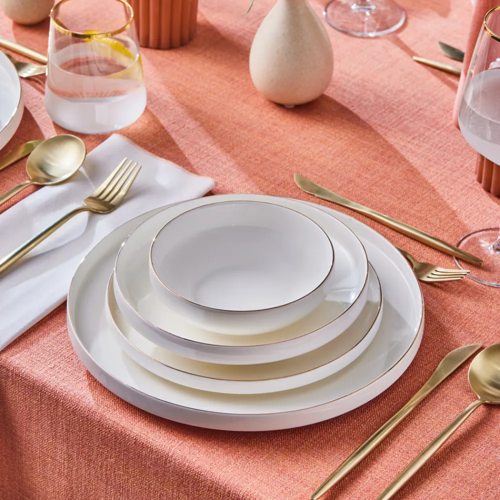 Karaca Streamline New Saturn Gold 24-teiliges Tafelservice, 6 Personen Weıß01 Hot