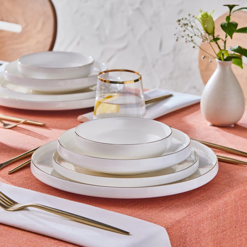 Karaca Streamline New Saturn Gold 24-teiliges Tafelservice, 6 Personen Weıß01 Hot