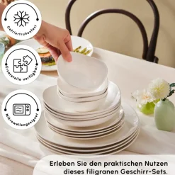 Karaca Streamline Rubicon 24-teiliges Tafelset für 6 Personen, Weiß Multıfarben