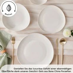 Karaca Streamline Rubicon 24-teiliges Tafelset für 6 Personen, Weiß Multıfarben