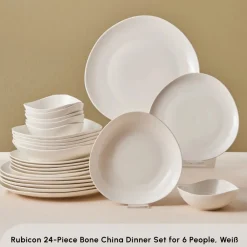 Karaca Streamline Rubicon 24-teiliges Tafelset für 6 Personen, Weiß Multıfarben