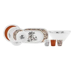 Karaca Streamline Safari New Generation Bone Geschirrset, 59 Teilig, 12 Personen Multıfarben New