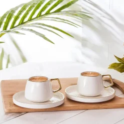 Karaca Streamline Saturn 2er-Set Kaffeetassen Weıß01 Discount