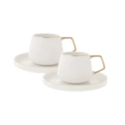 Karaca Streamline Saturn 2er-Set Kaffeetassen Weıß01 Discount