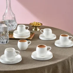 Karaca Streamline Sunset 6-teiliges Kaffeetassen-Set für 6 Personen, 100 ml Weıß01 Discount
