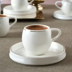 Karaca Streamline Sunset 6-teiliges Kaffeetassen-Set für 6 Personen, 100 ml Weıß01 Discount