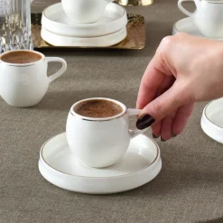 Karaca Streamline Sunset 6-teiliges Kaffeetassen-Set für 6 Personen, 100 ml Weıß01 Discount