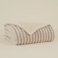 Karaca Stripe Sherpa Graue Decke 130x150 Açık Gri