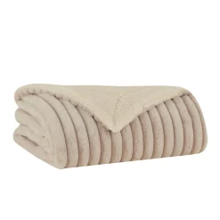 Karaca Stripe Sherpa Graue Decke 130x150 Açık Gri