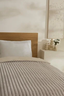 Karaca Stripe Sherpa Graue Decke 150x200 Açık Gri New