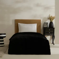 Karaca Stripe Sherpa Schwarze Decke 150x200 Siyah Discount