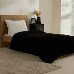 Karaca Stripe Sherpa Schwarze Decke 150x200 Siyah Discount