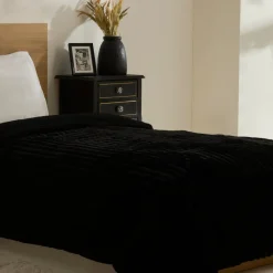 Karaca Stripe Sherpa Schwarze Decke 150x200 Siyah Discount