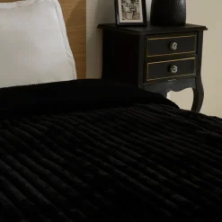 Karaca Stripe Sherpa Schwarze Decke 150x200 Siyah Discount