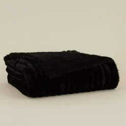 Karaca Stripe Sherpa Schwarze Decke 130x150 Siyah Best