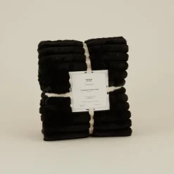 Karaca Stripe Sherpa Schwarze Decke 130x150 Siyah Best