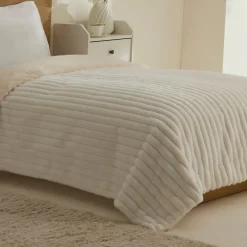 Karaca Stripe Sherpa Weiße Decke 150x200 Beyaz Hot