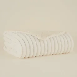 Karaca Stripe Sherpa Weiße Decke 130x150 Beyaz Clearance