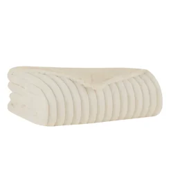 Karaca Stripe Sherpa Weiße Decke 130x150 Beyaz Clearance