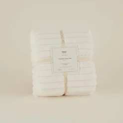 Karaca Stripe Sherpa Weiße Decke 130x150 Beyaz Clearance