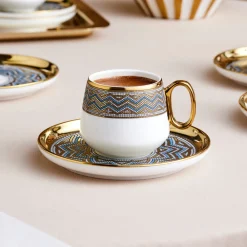 Karaca Suadiye Kaffeetassen-Set für 6 Personen, 90 ml Multıfarben Clearance