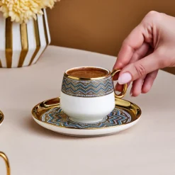 Karaca Suadiye Kaffeetassen-Set für 6 Personen, 90 ml Multıfarben Clearance