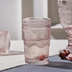 Karaca Sunflower Glas-Longdrinkglas, 332 ml, Transparent Rosa Pembe Clearance